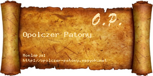 Opolczer Patony névjegykártya